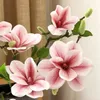 Dekoracyjne kwiaty symulowane Magnolia 3D Feel White Living Room Sayt Flower Art Artificial Decoration Ornaments Materiały