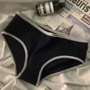 Calcinha feminina feminina simples menina íntima média cintura japonesa preto algodão branco cuecas esportes lingerie sem costura de estilo coo de estilo