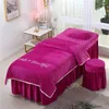 Bedding Sets 4-6pcs Beautiful Beauty Salon Massage Spa Use Coral Velvet Embroidery Duvet Cover Bed Skirt Quilt Sheet Custom #s