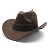 Nouveau chapeau de cowboy mode et Unisexe Solid Jazz Hat avec une décoration en forme de vache Western Cowboy Hat Sorero Hombre