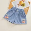 Kids Girls Summer Denim Shorts princesse mignon Button Jeans 2024 Arrivée Enfants décontractés Pantalons courts de taille haute coton 240508