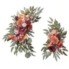 Fleurs décoratives 2 pièces de mariage arc couronne de swag floral fond de toile de fond de soie suspendue à la main pour la cérémonie de décoration de porte d'entrée mur d'ornement