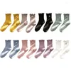 Chaussettes de femmes Japonais Girls Floral Broderies Coun Colon Couettes Coupled Vertical Striped Casual