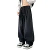 Men's Pants Men Elastic Waist Bottoms Retro Distressed Wide Leg With Multi Pockets High Street For A