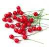 Fleurs décoratives 100pcs Berry Christmas Decoration artificielle Simulation Ball rouge Ornement faux mousse Fruit Cherry pour bricolage