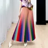 Kobiety Spring Gradient miyake plisowane luźne i wszechstronne szerokie zapiekanki spodni Modna jesień ulicy w stylu Rainbow Pants 240506