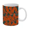 Tasses orange fleurs café haute couture motif de luxe en céramique tasse de tasses personnalisées tasses farines de farine fleur florale