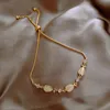 Brazalete de cristal natural para mujeres blancas ópalo de piedra perla