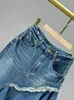 Saias Salia Irregular de jeans de jeans 2024 Primavera verão Cantura alta solta e emagrecer roupas coreanas plissadas