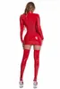 Sexy Set Plus Größe Womens Sexy Wetlook PVC Lederkleid ohne Schritt glänzende Latexscheide Bag Gesäß Skin Sexualerhitze exponierte Brüste Q240511