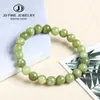 Charm Bracelets JD Natural Stone Light Green Southern Jade Bead Bracelet Women Fashion Round Beads Handmade Strand Yoga Energy Wrist Bangles Y240510