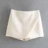 Kvinnors shorts kvinnor mode asymmetriska kjolar hög midja bakfickor sida blixtlås vintage kvinnlig fast