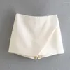 Shorts femminile Donne modella gonne asimmetriche con tasche a vita alta con cerniera con cerniera vintage Solido