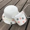 Caschetti per gioielli Straw da sole set di cappelli da sole set carino berretto di fiori di fiori in spiaggia estiva e borsetta per bambini latte