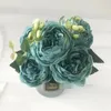 Dekorativa blommor 30 cm rosrosa siden Peony Artificial Bouquet 5 Big Head och 4 Bud Fake For Home Wedding Decoration Inomhus