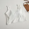 Kvinnors tankar Kvinnor Backless Cute Crop Tops Slim Elastic Camisole Ice Silk Camis med BH Pad Casual Tank Top för 2024 sommar