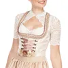 Kvinnors blusar plus storlek elegant spets dirndl blus sexiga ihåliga skjortor toppar och för Oktoberfest se-genom wrap crop crop