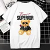 T-shirts voor heren grappige teddybeer t-shirt coole robotachtige grafische tops harajuku cartoon strtwear vrouwen mannen casual mode t roupas masculinas t240510