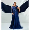 Runway Dresses Navy Blue Mermaid Mother of Bride Dresses Crystals Spets Evening Prom Formal Party Birthday Celebrity Mother of Groom Gowns Dress