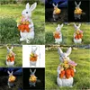 Garden Decoraties Creative Carrot Bouquet Bunny Decoratieve ornamenten Standbeeld Solar Lawn Light 240411 Drop Delivery Home Patio DHJPX