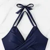 Women's Swimwear Ladies Green For Summer 2024 One-piece Swimsuit Women Solid Color Royal Blue Gauze Bikini Sexy Strap Wine Red B