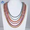 Cheapest Price 1Ct 6.5Mm Iced Out Necklace Not Change Color Garnet Pink Yellow Blue Green Black Moissanite Link Chain