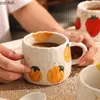 Muggar tecknad fruktmönster keramik te kaffekoppar juice frukost enkel hem handhållen typ mjölktillbehör