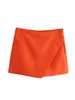 Shorts femminile Donne modella gonne asimmetriche con tasche a vita alta con cerniera con cerniera vintage Solido