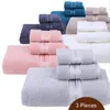 Asciugamano 3pcs per set set di mani in cotone pettinate da bagno a facciano el 6 colori