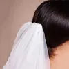 Bijoux de cheveux de mariage blanc ivoire voile cathédrale à deux niveaux en dente