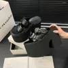 Sandalet 13cm Kadınlar için Topuklu Siyah Platform Kama Topuklu Terlik Punk Toka Yaz Ayakkabıları Boyut 34-42 Zapatilas Mujer 2024