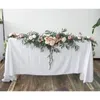 Flores decorativas 2.7m Casamento artificial Eucalyptus Garland Runner com Rose Rustic Floral Table Centerpieces Boho Wed Decoration