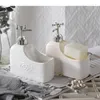 Vloeibare zeepdispenser 500 ml creatieve badkuip vorm keramische handfles huis badbadaccessoires met sponshouder
