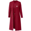 Robes de travail Femmes Vobe manteau costume couleur solide élégante dames d'âge du milieu féminin Feme Open Long Cardigan o cou