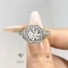 DiamondWorld 1CT Geometric Shape Rings for Women Solitaire Diamond Halo Ring 925 Sterling Silver Wedding Fine Jewelry 240428