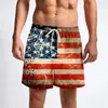 Short masculin pour hommes Jour de l'indépendance numérique 3d imprimement mode pantalon de plage imprimé en maillage respirant décontracté