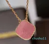 Fashion Classic Necklace Jewelry 4 Four Leaf Clover Charm Pink Color Withdiamonds Designer smycken halsband för kvinnor chirstmas