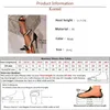 Sandaler Kcenid Summer Ankle Strap Modern High Heels Sexig nit Cover Heel Open Toe Pumps Women Party Stripper Banquet Shoes