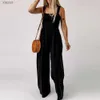 Kvinnors jumpsuits rompers Elegant Womens Jumpsuit 2023 Summer Sexy Pendant Sleeveless One Piece Wide Ben Bened Pants Office Dress Womens Work Clothes wx