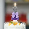 5pcs Kerzen Purple Bot Knoten Geburtstagstorke Kerze Kumpel Kindergeburtstag Kerzen 1 Jahr für Mädchen Sparke 0-9 Zahlen Kerze