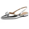Sandales Morazora 2024 Patent Chaussures en cuir authentiques Femmes Slingbacks pointues Toe Fashion Ladies Summer Flat Party