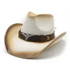 Hollow Out Straw Western Cowboy Hat For Men Women Summer Curling Brim Beach Zon Hoeden Panama Cowgirl Hoeden Outdoor Fishing Hat