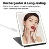 Compact Mirrors New makeup mirror with 10X magnifying glass 72 LED light dressing mirror 3 color light travel mirror compact cosmetic folding mirror d240510