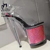 Sandalen sexy 20 cm/8inches exotische stripper hoge hak transparant platform glitter stiletto hakken paaldansende schoenen vrouwen