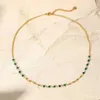 Hänghalsband Tren Small Ball Halsband Green Stone Ball Chain Womens Charm Fashion Womens Vintage Jewelry Gift Direct Shipping Wholesale J240513