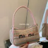 2024 Popular Special-Interest Design Straw Wove New Womens Bag Color Contrast Patchwork Chain Messenger Shoulder Bags