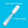 Press-on 1.0ml/0.5ml Cartridge Carts Atomizers Ceramic Coil Vape Cartridges Empty Oil Tank 510 Thread Thick Oil Ceramic Tank Vape Pen Wholesale In Stock USA CA NL Germany