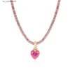 En acier en acier inoxydable PENDANT LA MODE DE TENNIS COLORFURE ROSE Zircon Love Chokers Collier Full Diamond Link Wholesale