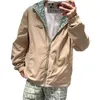 Herrjackor Designer Trendy Brand Spring/Summer FF Full Print Thin Double-Sided Jacket For Men and Women's Casual Green Nylon Long Sleeved Hooded 542a