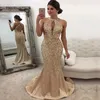 Plus size gouden pailletten zeemeermin prom jurken elegante lange mouwen avondjurken 2021 off -schouder vrouwen roze formele jurk 2848